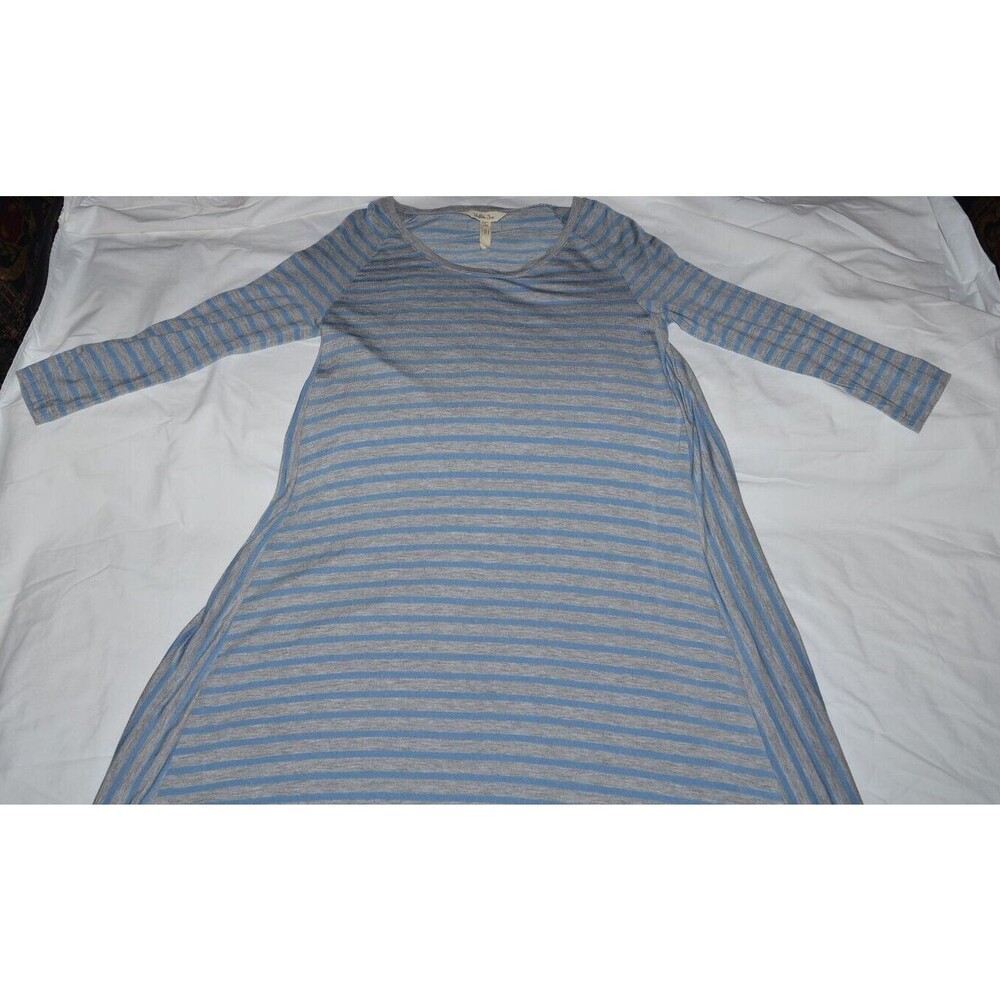 Matilda Jane Blue Gray Stripe Her Majesty Sharkbite Tunic Dress Sz S  Summer